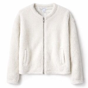 Calvin Klein Off-White Fleece Sherpa Teddy Zip Jacket, Large, NWT